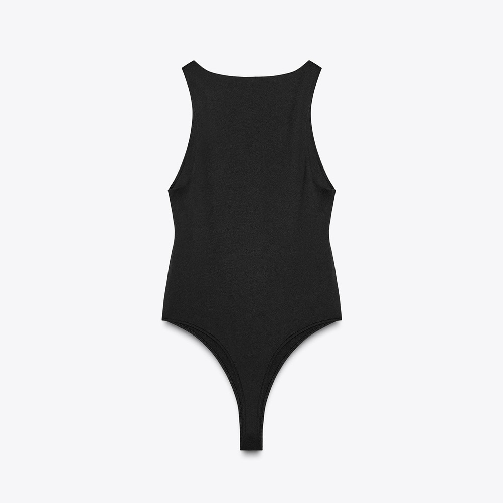 Zara Halter bodysuit. Thong bottom. Snap button closure.